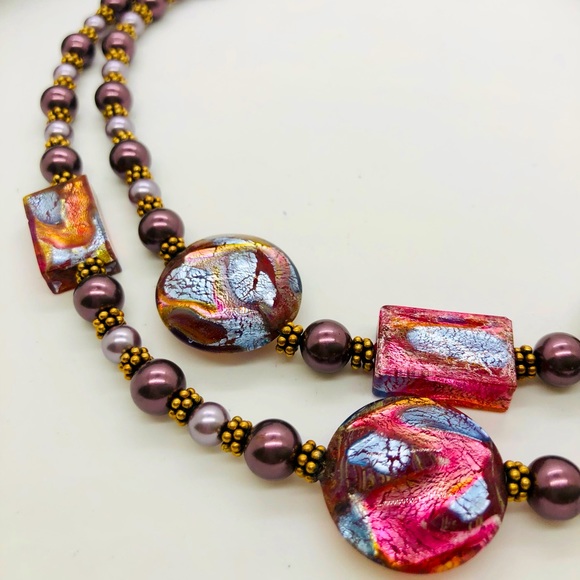 Vintage Beautiful Art Glass 925 NECKLACE - Picture 5 of 17